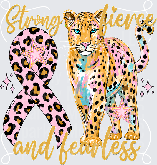 Strong Fierce Fearless Leopard Ribbon UV DTF Decal