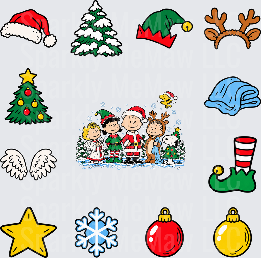 Peanuts Gang Christmas Sheet 10x10 UV DTF Cut and Stick Sheet