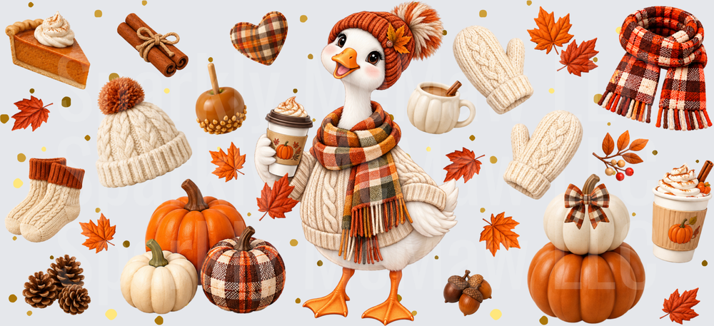 Cozy Fall Duck Autumn Vibes is a UV DTF 16 oz Wrap