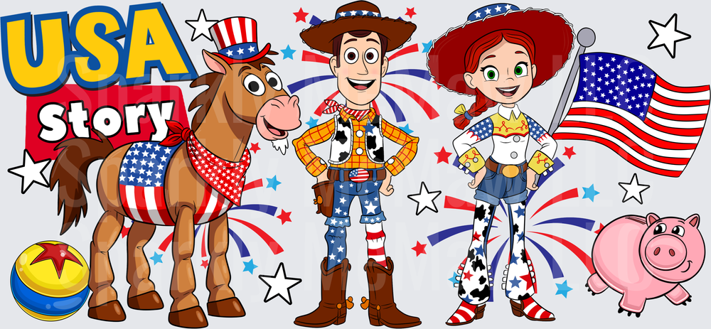 Toy Story Patriotic USA UV DTF 16 OZ Wrap