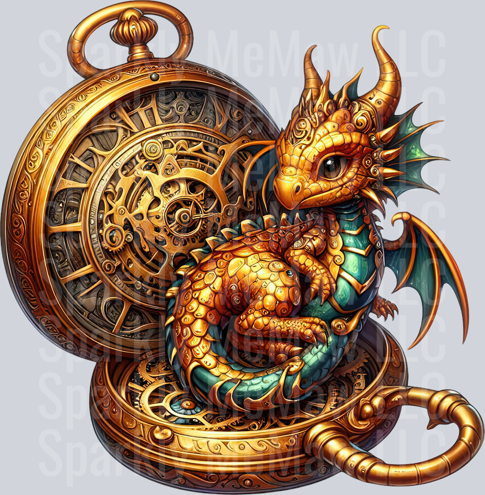 74 Steampunk Dragon UV DTF Clip Art Decal