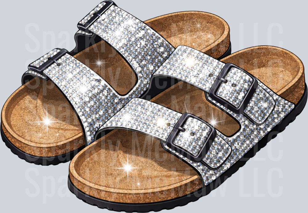 Sparkling Rhinestone Birkenstock Style Sandals UV DTF Decal