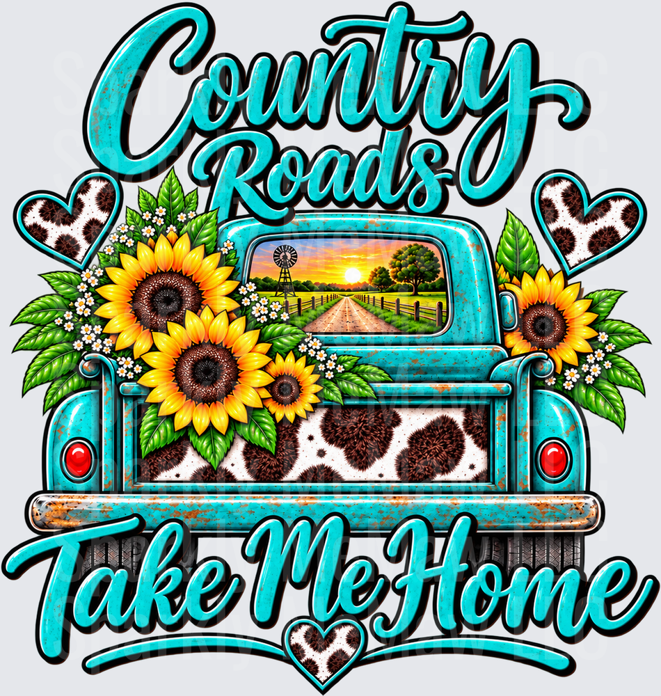 Country Roads Take Me Home UV DTF Decal