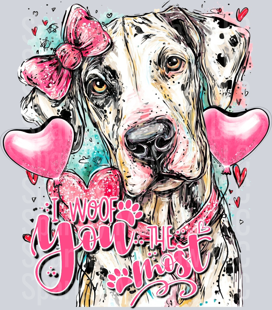 I Woof You Most Great Dane UV DTF Decal
