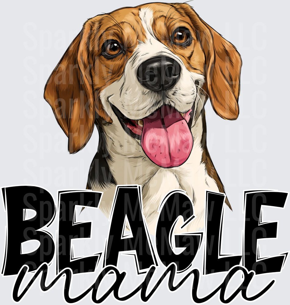 Beagle Mama Happy Dog with Pink Tongue UV DTF Decal