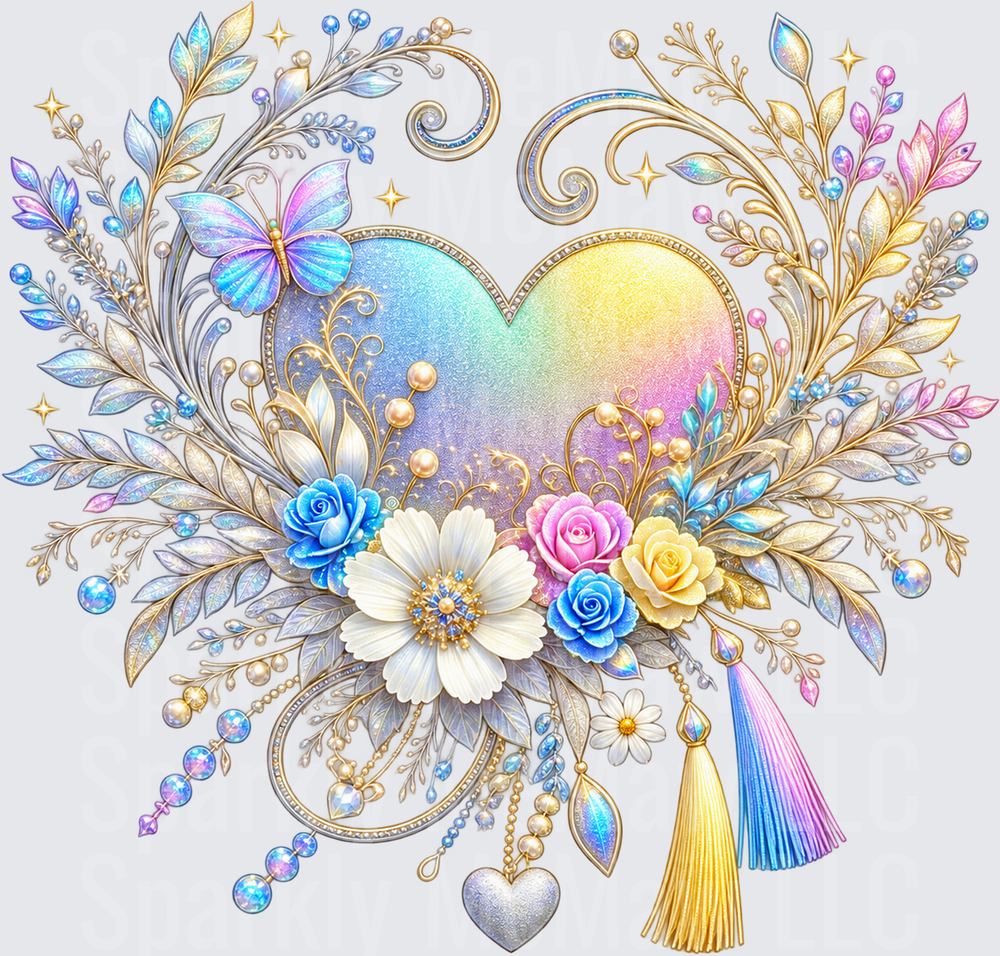 Pastel Floral Heart UV DTF Decal