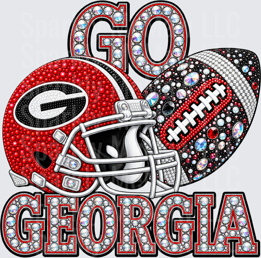Go Georgia Bulldogs Bling Football UV DTF Decal