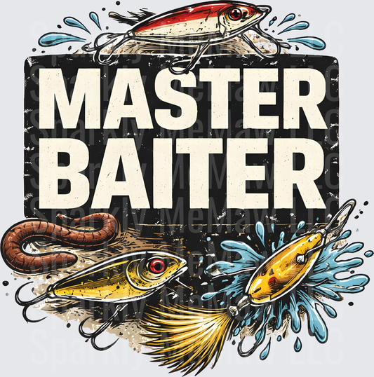 Master Baiter Vintage Fishing Lures and Worms Design