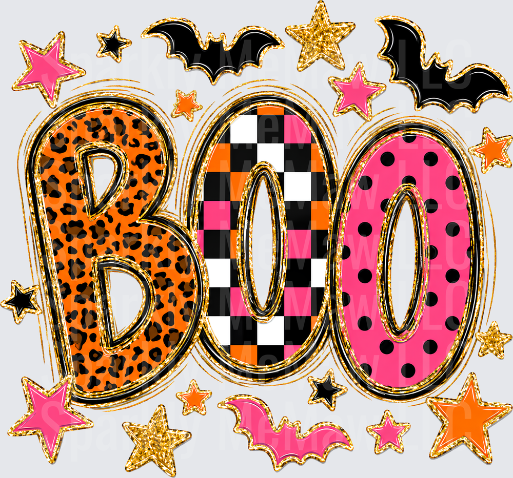 BOO Halloween Leopard Checkered Polka Dot UV DTF Decal