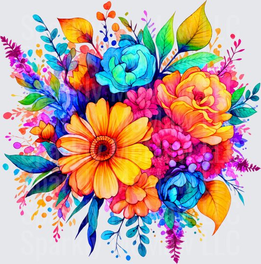 Vibrant Watercolor Floral Bouquet UV DTF Decal