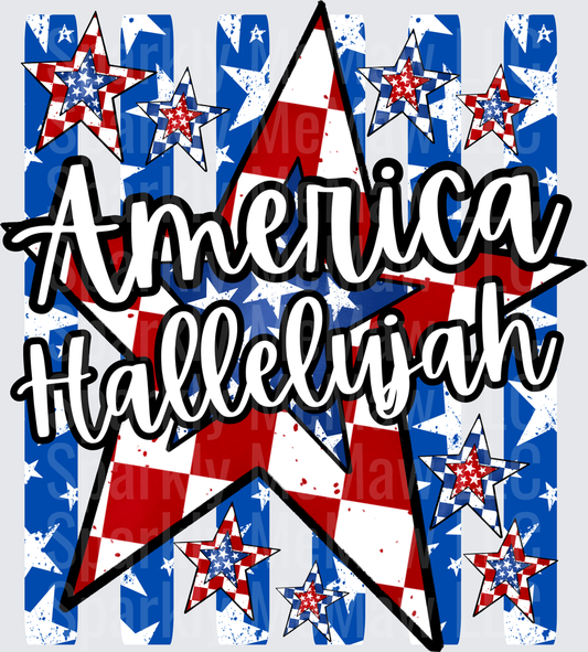 America Hallelujah Patriotic Stars and Stripes DTF Transfer for Fabric