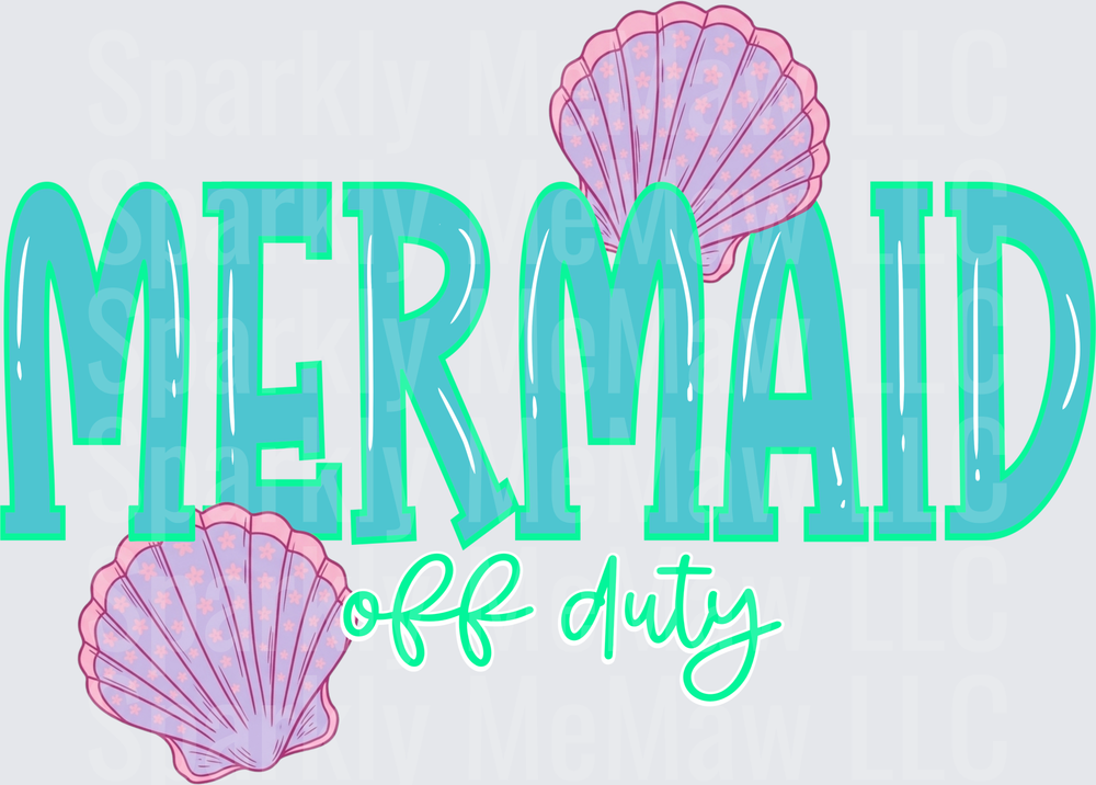 Mermaid Off Duty with Pink Seashells UV DTF Decal