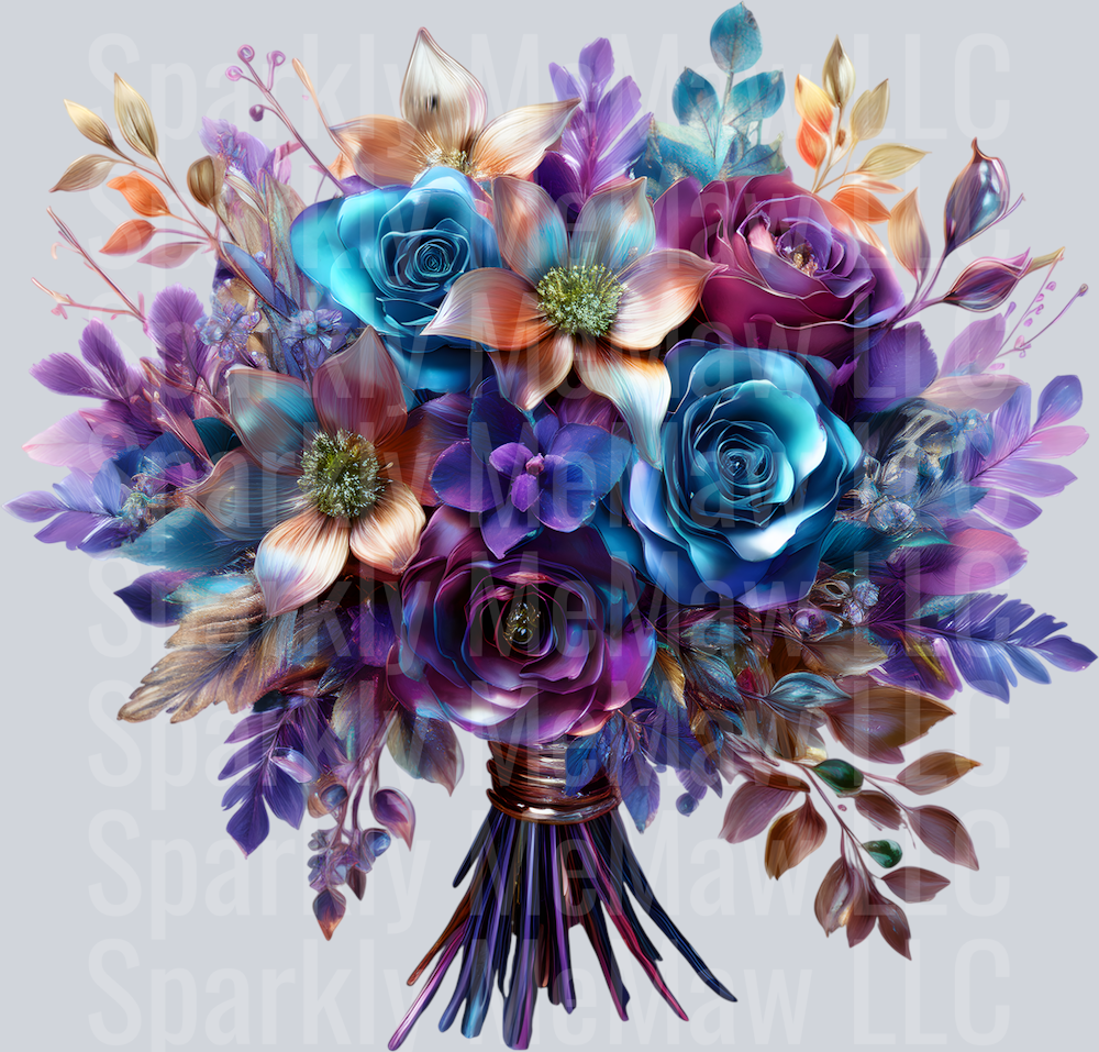 jewel tone floral clipart (88) UV DTF Decal