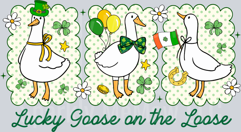 Lucky Goose on the Loose UV DTF Decal (printed in width)