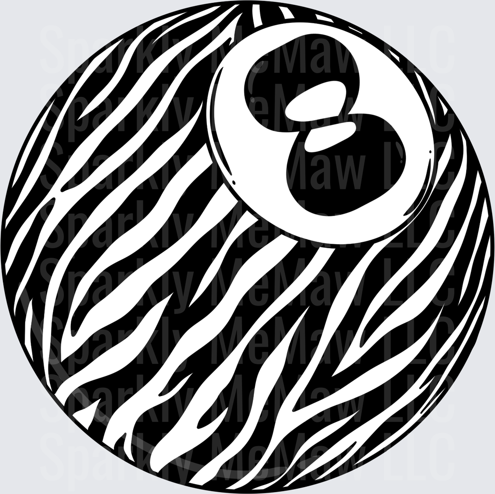 Zebra Print Eight Ball Pool Billiards Design