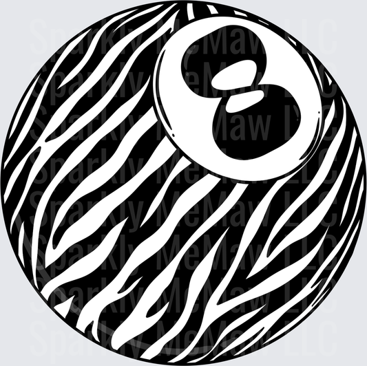 Zebra Print Eight Ball Pool Billiards Design