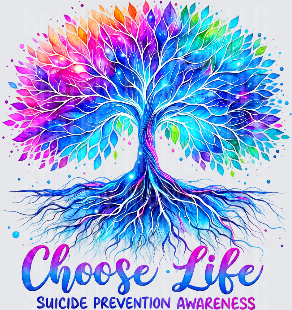 Colorful Tree Choose Life Suicide Prevention Awareness UV DTF Decal