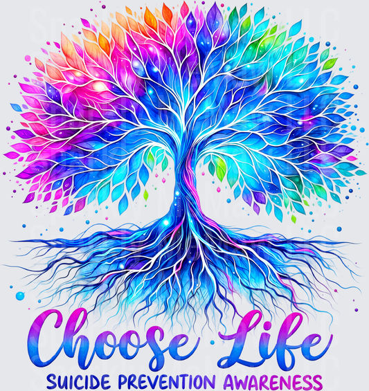 Colorful Tree Choose Life Suicide Prevention Awareness UV DTF Decal