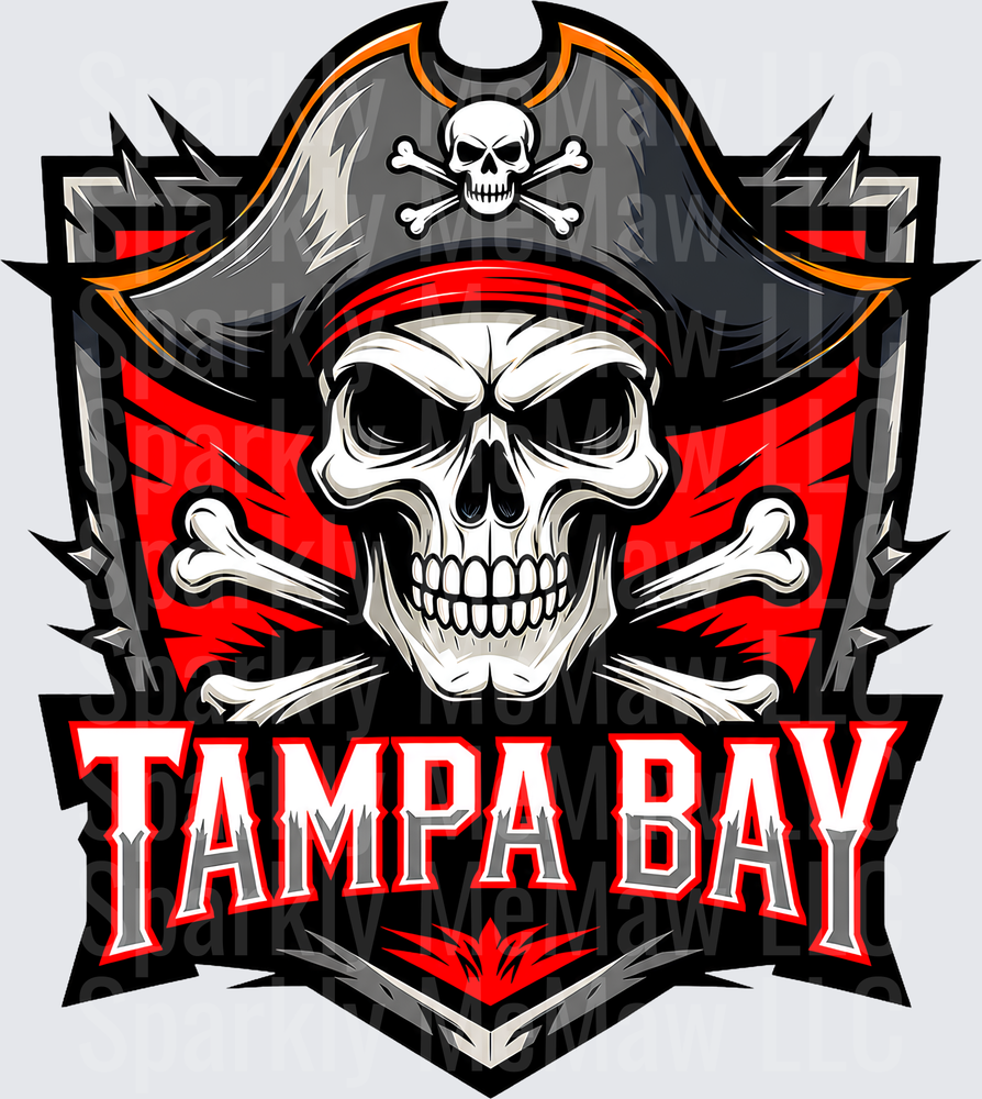 Tampa Bay Pirate Skull Shield UV DTF Decal