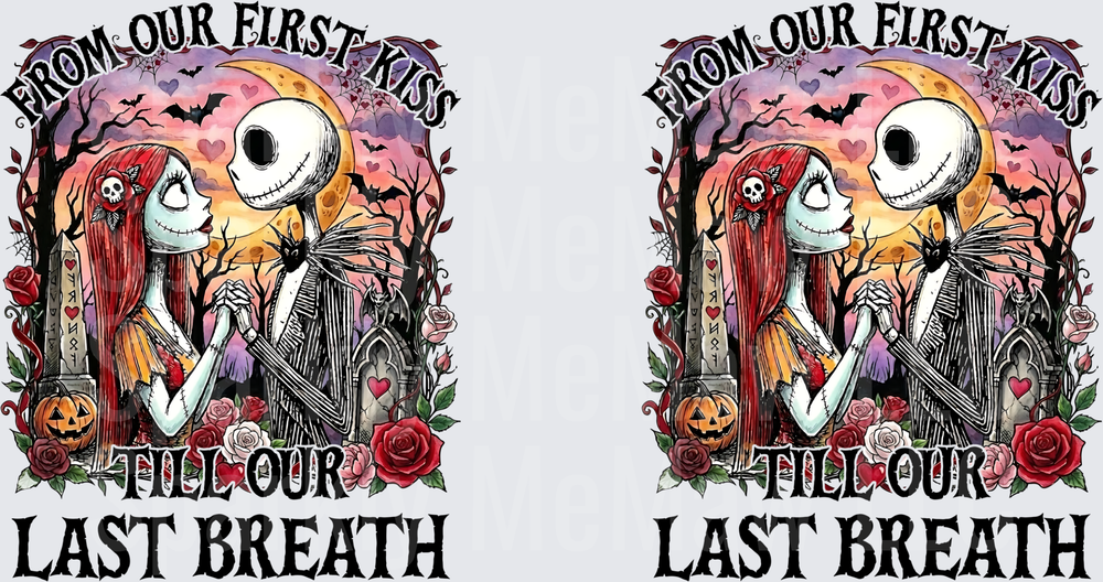 Jack and Sally From Our First Kiss Till Our Last Breath UV DTF 16 OZ Wrap