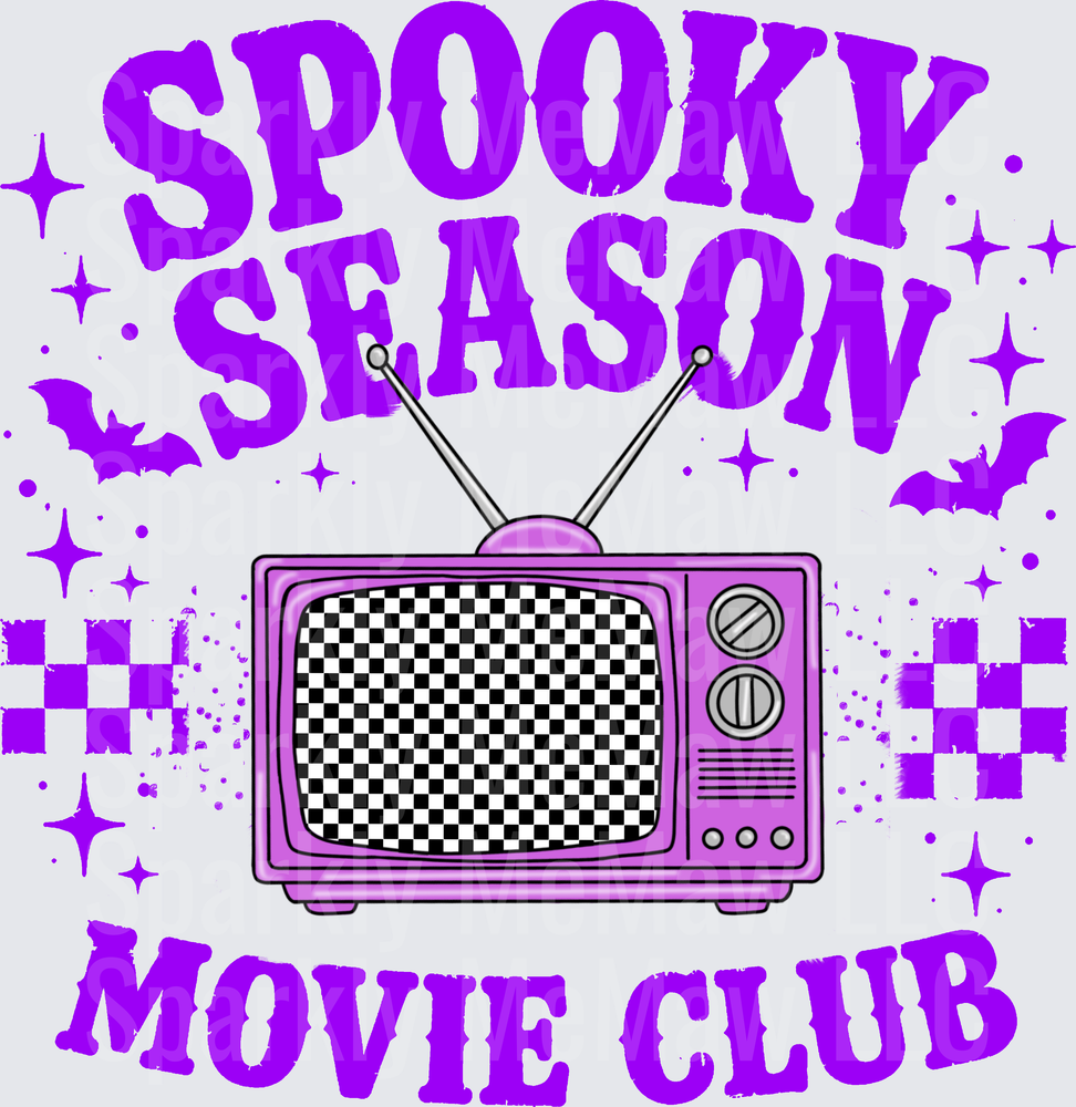 Spooky Season Movie Club Retro TV Halloween Design DTF Transfer