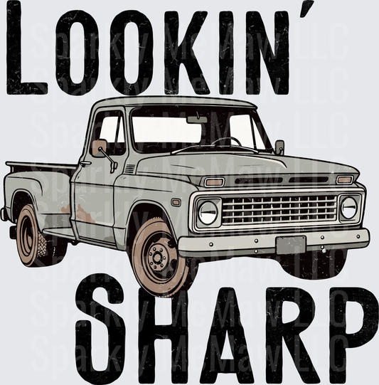 Lookin' Sharp Vintage Pickup Truck DTF Transfer for Fabric