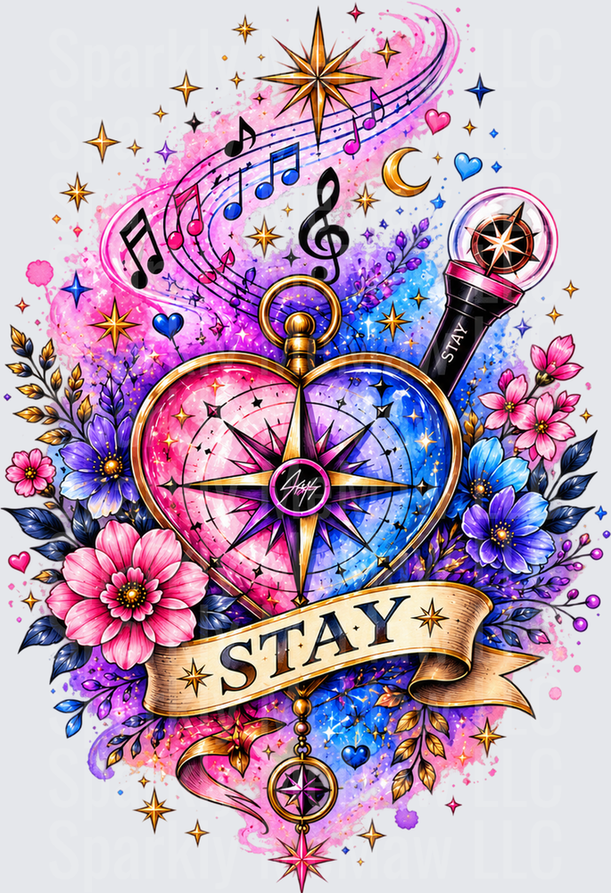 Stray Kids STAY Fandom Floral DTF Transfer for Fabrics