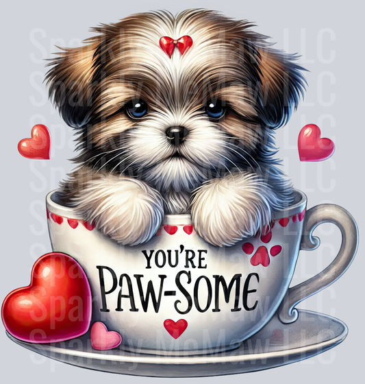 Valentines Cup Puppy  UV DTF Decal 37