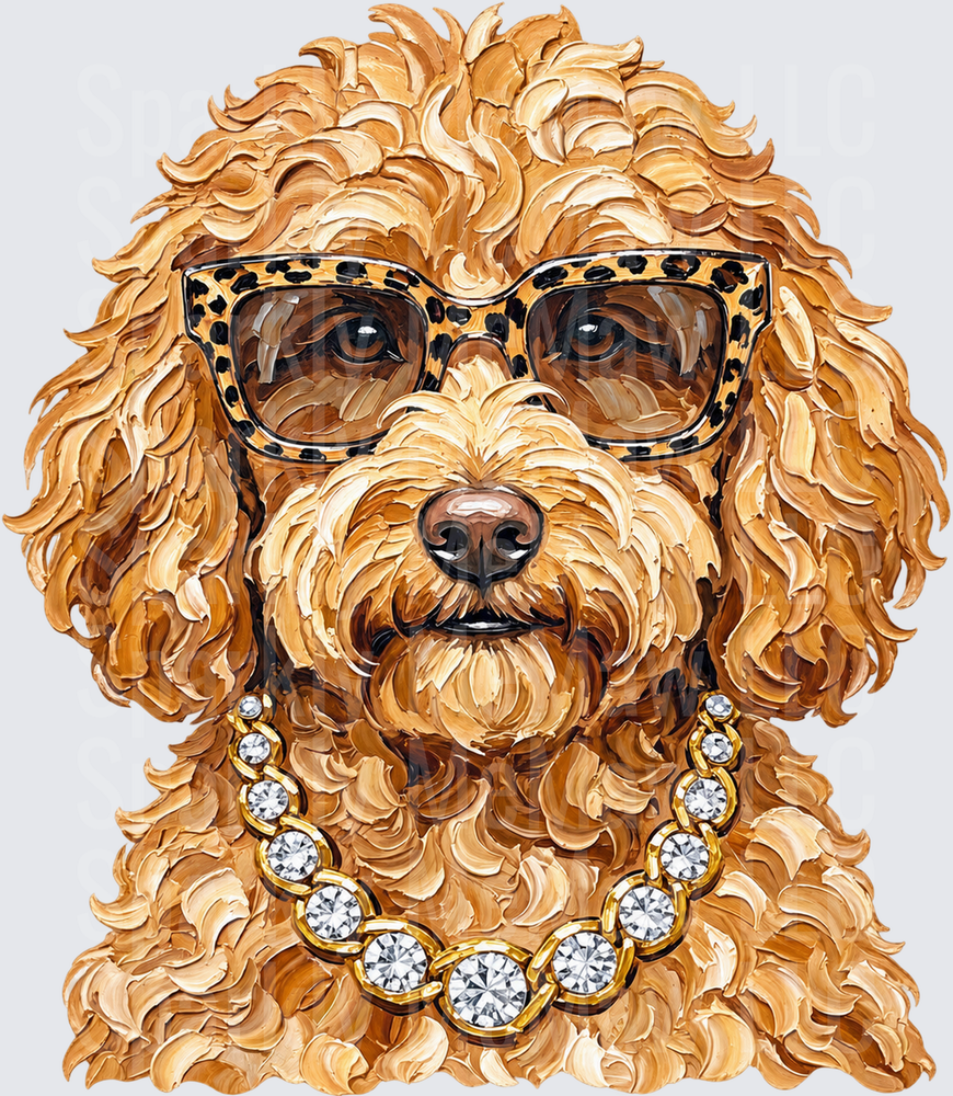 Glamorous Goldendoodle UV DTF Decal