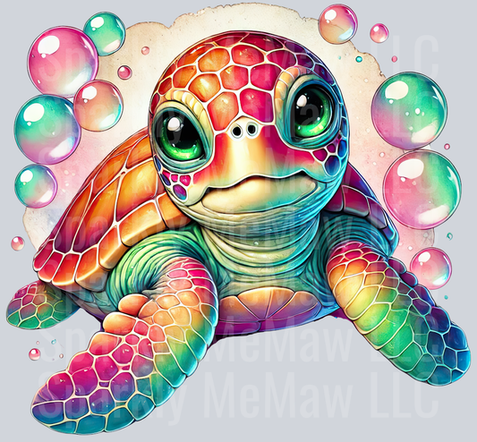 17 Colorful Turtle Clipart UV DTF Decal