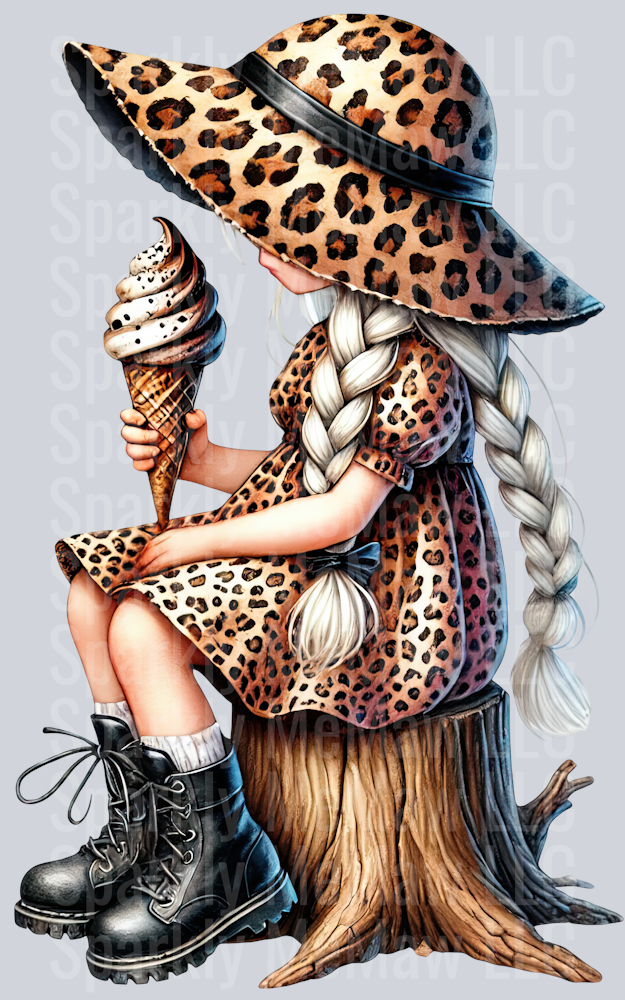 8 Leopard Print Gnome Girls Clipart Decal