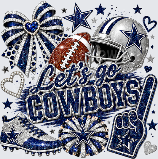 Let's Go Cowboys Glitter Collage UV DTF Decal