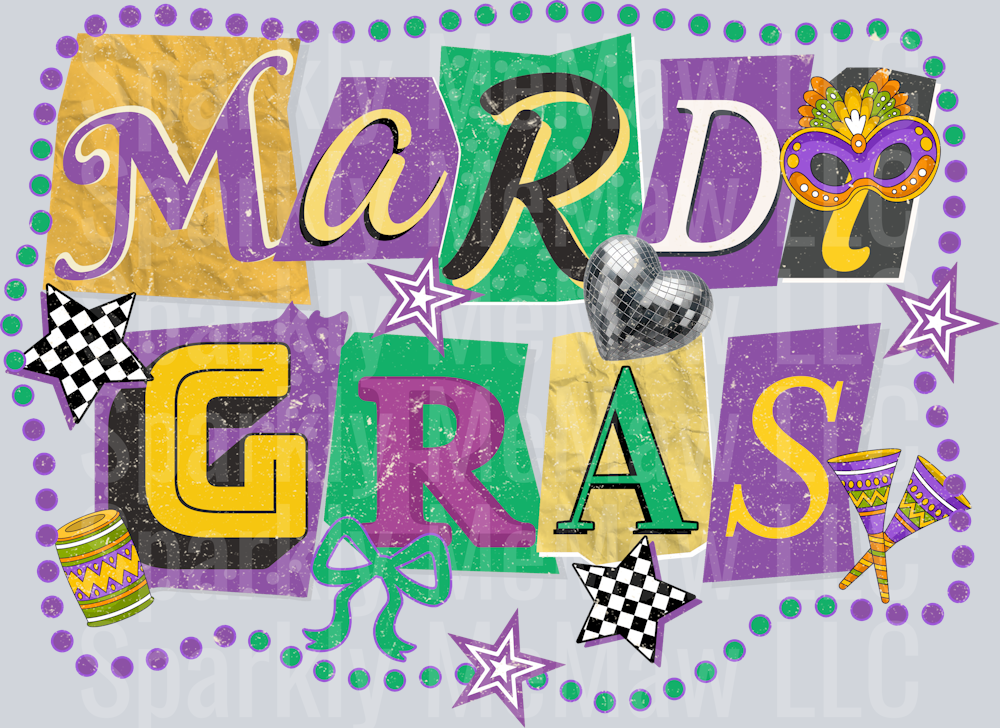 Retro Mardi Gras UV DTF Decal