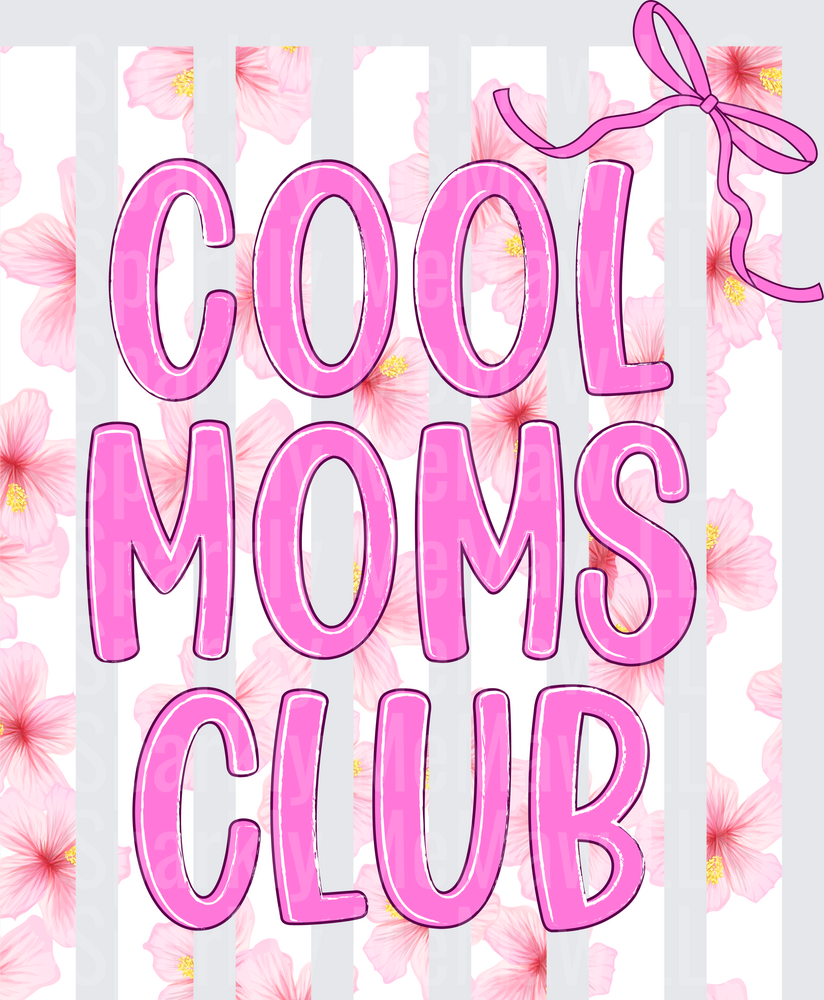 Cool Moms Club Pink Floral Typography UV DTF Decal