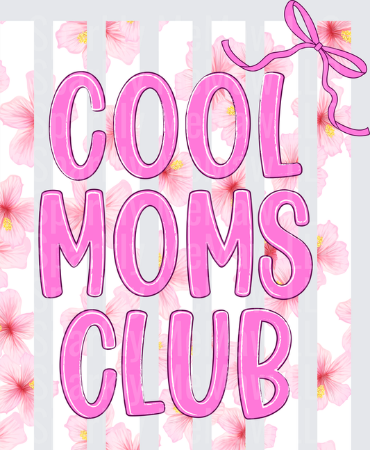 Cool Moms Club Pink Floral Typography UV DTF Decal