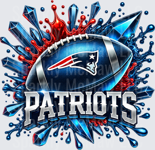 New England Patriots Crystal Splash Football DTF Transfer for Fabrics