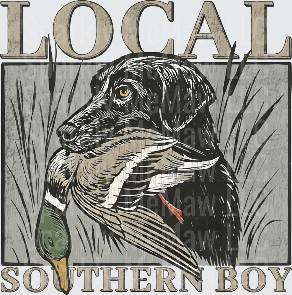 Local Southern Boy Black Lab Duck Hunting Dog DTF Transfer
