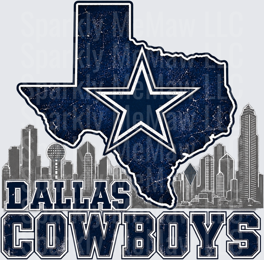 Dallas Cowboys Texas Skyline DTF Transfer for Fabrics