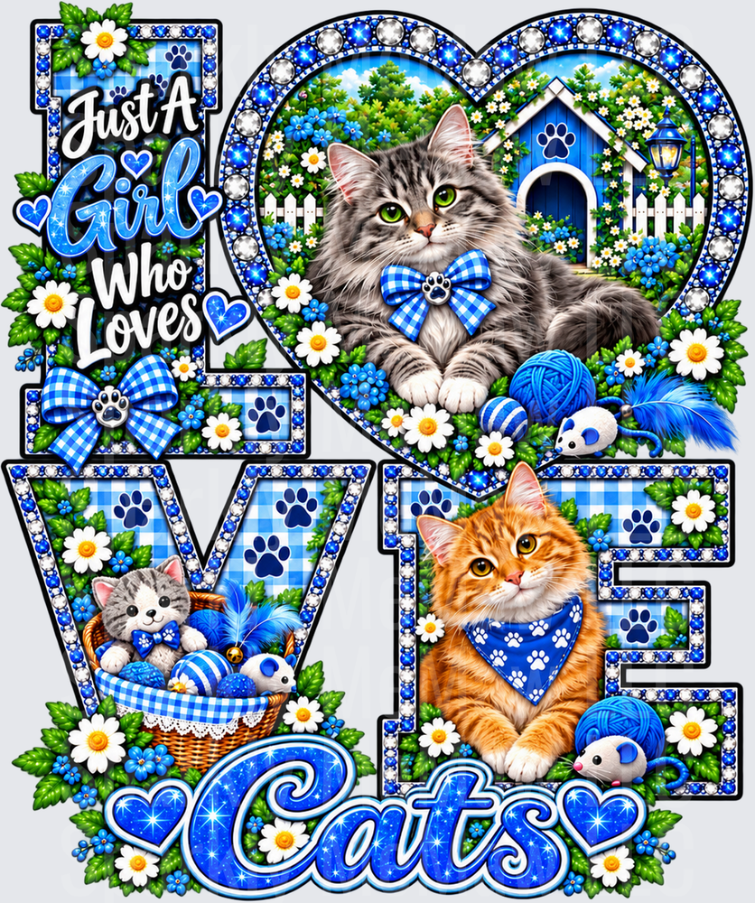 Just A Girl Who Loves Cats DTF Transfer for Fabrics