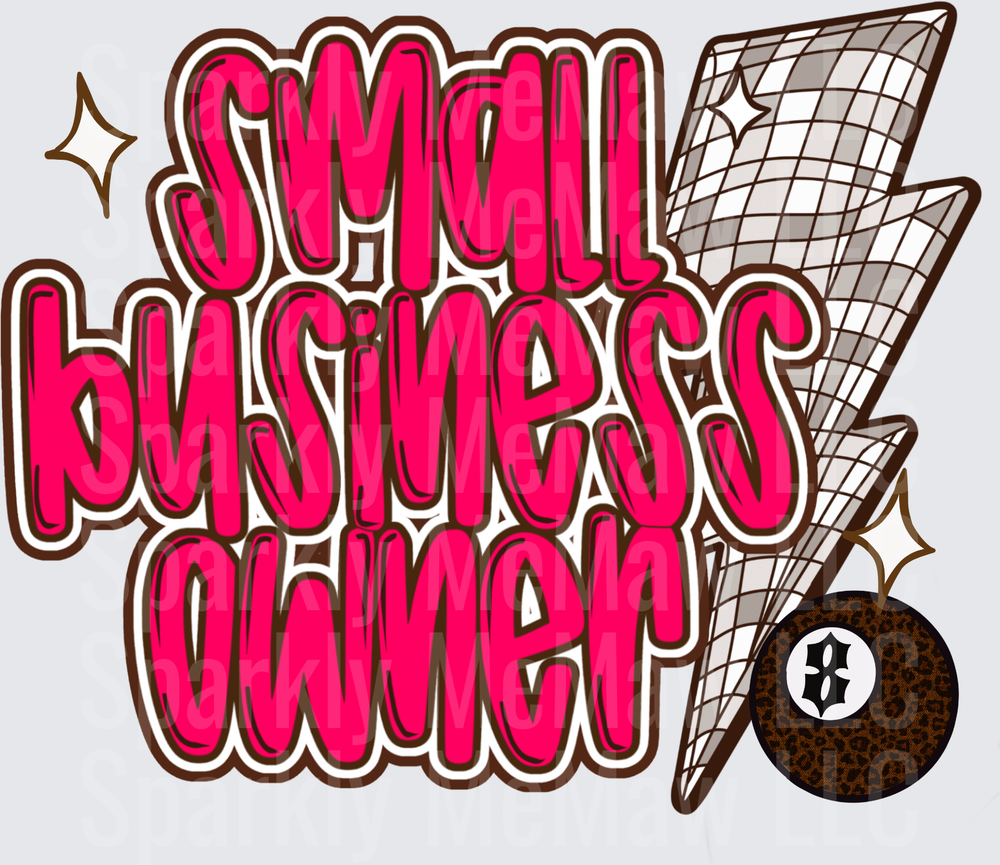 Small Business Owner Pink Text with Lacrosse Stick and Ball UV DTF Decal