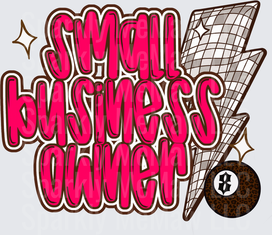 Small Business Owner Pink Text with Lacrosse Stick and Ball UV DTF Decal