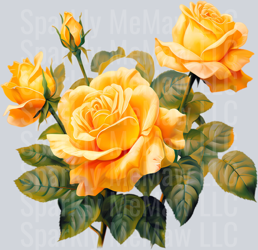 Realistic yellow rose12 Clip Art UV DTF Decal