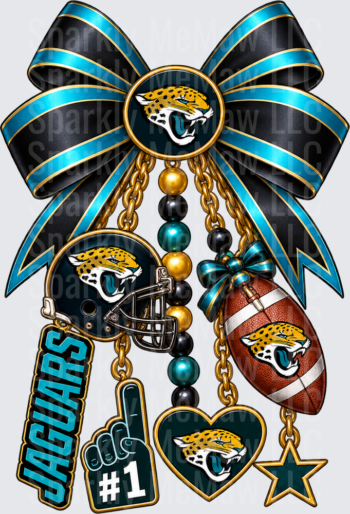 Jacksonville Jaguars Bow Charm is a UV DTF Decal
