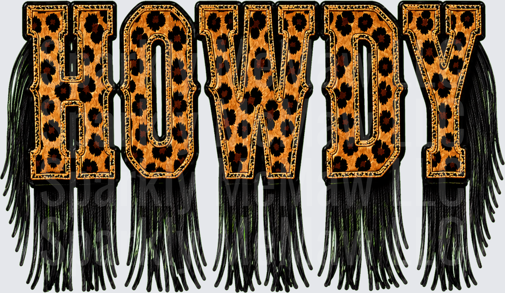 Howdy Leopard Fringe Letters UV DTF Decal