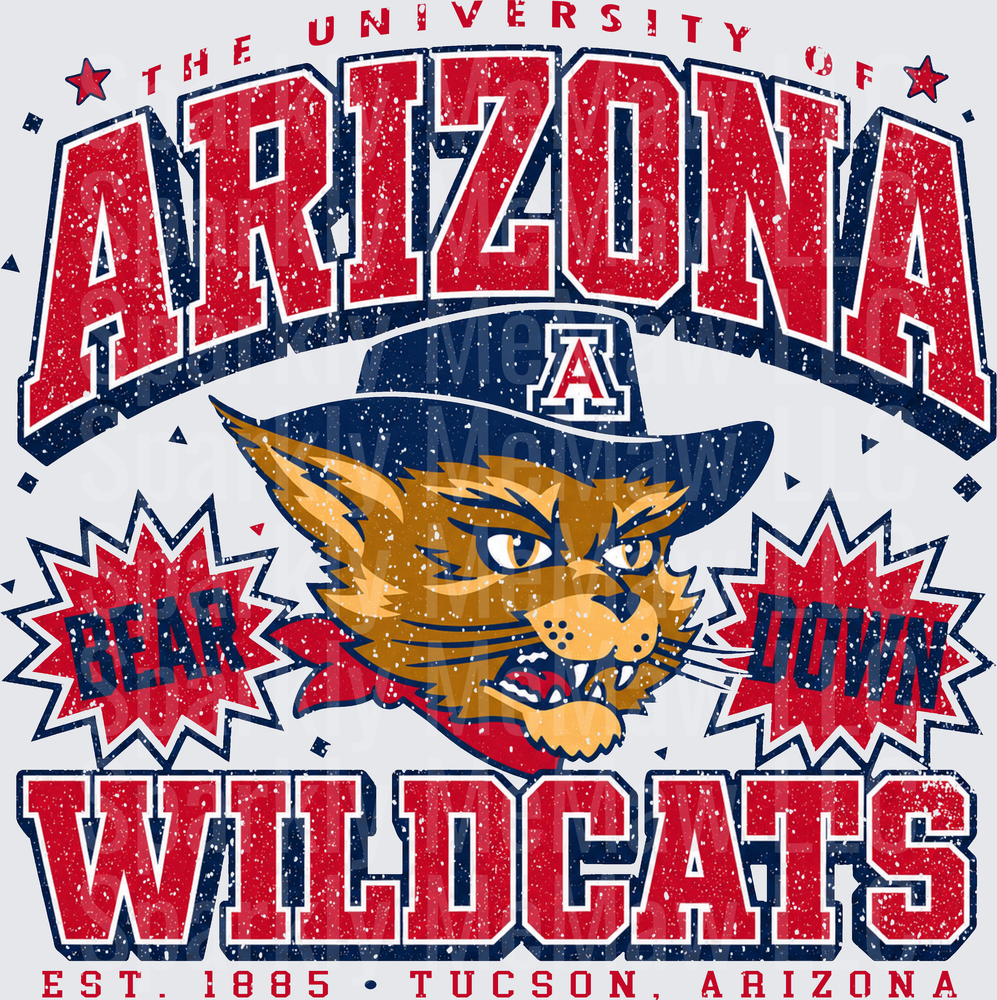 University of Arizona Wildcats Bear Down UV DTF Decal