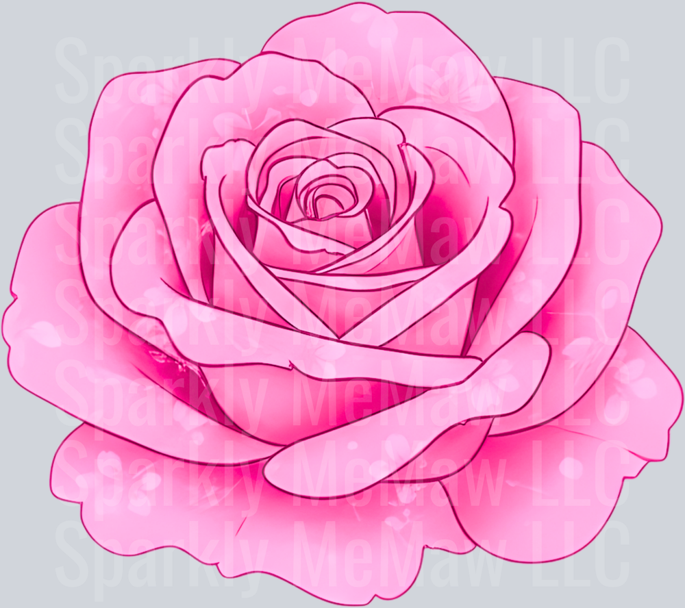 Pink Rose Bloom Watercolor Floral Design UV DTF Decal