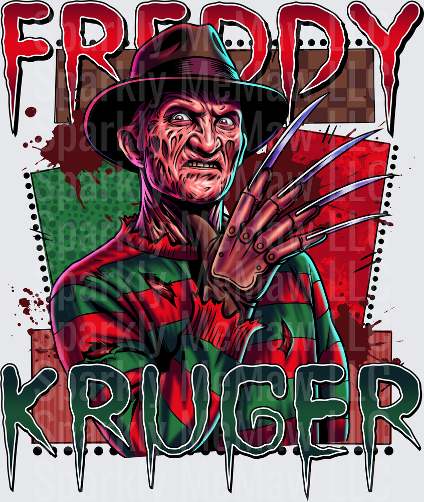 Freddy Krueger Horror Movie Character with Razor Glove and Fedora Hat UV DTF Decal