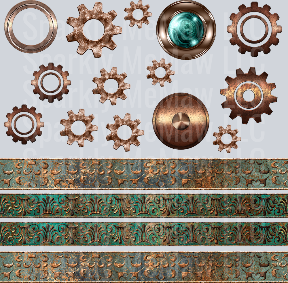 Steampunk Elements 10x10 UV DTF Sheet