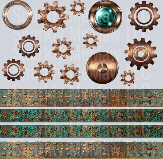 Steampunk Elements 10x10 UV DTF Sheet