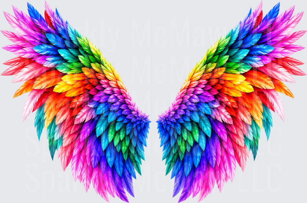 Rainbow Angel Wings UV DTF Decal